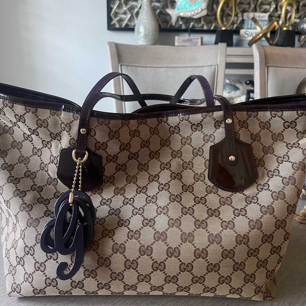 Pre love Authentic GUCCI TOTE SHOULDER BAG BROWN
